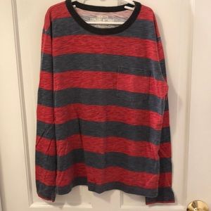 Crewcuts red and gray rugby striped long sleeve T-shirt